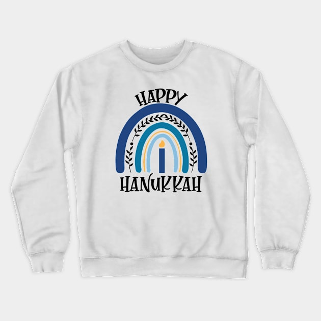 Happy Hanukkah Jewish Rainbow Crewneck Sweatshirt by Shaniya Abernathy